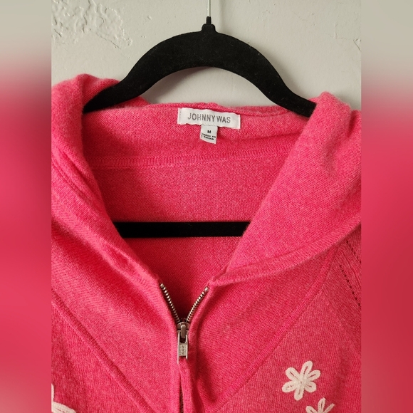 Johnny Was Ryan Wool Cashmere Blend Zip Up Embroidered Hooded Sweater Medium - Picture 6 of 10